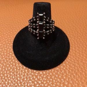 Black spinal sterling silver ring